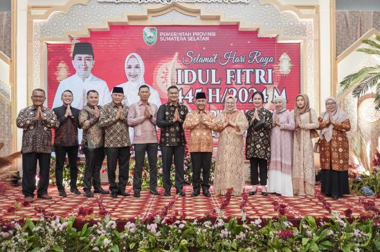 Kompak Pakai Gambo Muba, Pj Bupati Apriyadi Boyong Kepala OPD Halal Bihalal ke Forkopimda Sumsel