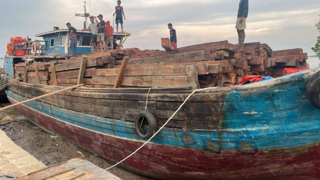 Poisi Tangkap Nakhoda Kapal di Meranti Bawa Kayu Ilegal 70 Ton