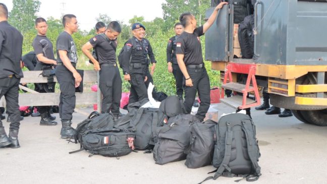 Selesai PSU di Meranti, Personel BKO Brimobda Riau Ditarik ke Pekanbaru