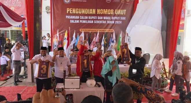 Pleno KPU, Ini Nomor Urut Tiga Paslon Pilkada Siak