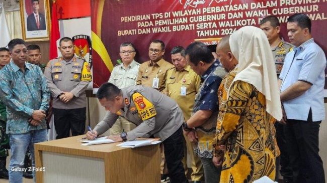 TPS di Daerah Perbatasan, Kapolres Rohil Ikut Rakor Bersama KPU-Bawalu dan Pemda