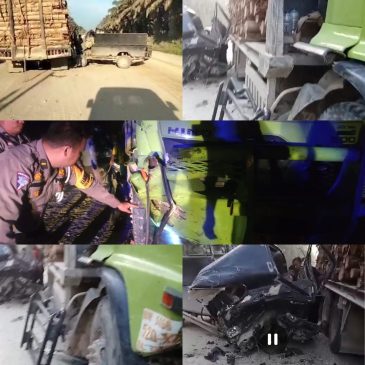 Pengemudi Pick Up Tewas Setelah Bertabrakan dengan Truk Balak