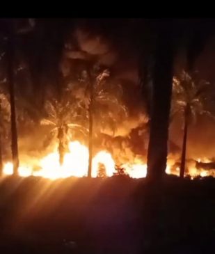 Ilegal Refinery Terbakar, Polsek Keluang Lakukan Penyelidikan