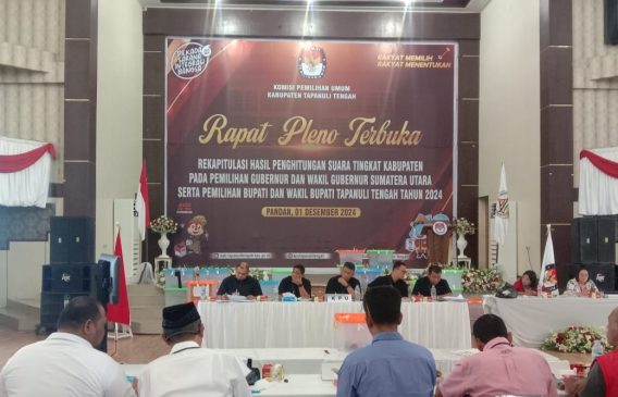 KPU Tapteng Gelar Rapat Pleno Terbuka Rekapitulasi Hasil Pilkada 2024
