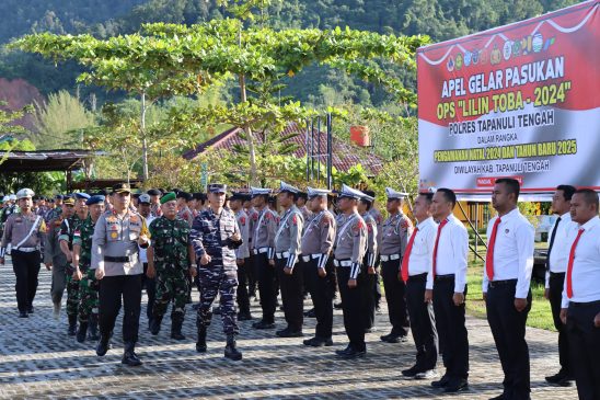 Pengamanan Nataru 2024, Polres Tapteng Gelar Apel Pasukan Operasi Lilin Toba