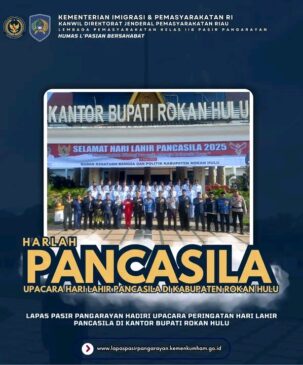 Lapas Pasir Pangarayan Hadiri Upacara Peringatan Hari Lahir Pancasila di Kantor Bupati Rokan Hulu
