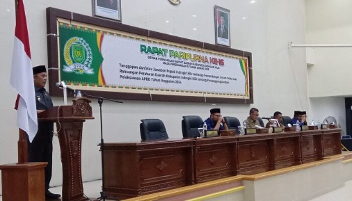 Bupati Inhil Sampaikan Jawaban Pandangan Fraksi Terkait Ranperda APBD 2024