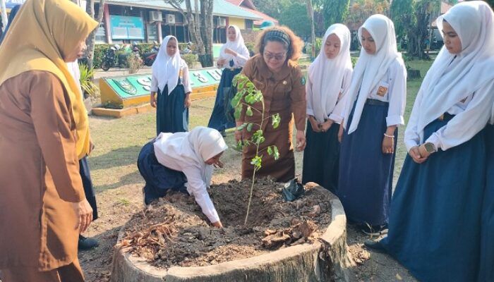 Dukung PHBS, SMPN 3 Bengkalis Terima Bantuan Pohon Taman dari DLH