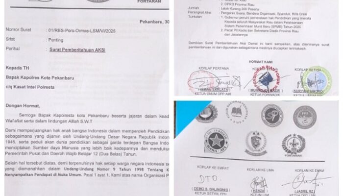 Empat Organisasi Pers dan Tiga LSM di Riau Gelar Aksi Damai Tuntut Realisasi Janji Kampanye Gubri, dan Segera Non Aktifkan Plt Kadisdik dan Sekretaris Disdik