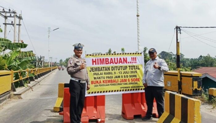 Jembatan Sungai Rokan Rohul Ditutup Total, Seluruh Kendaraan Dialihkan ke Jalur Alternatif